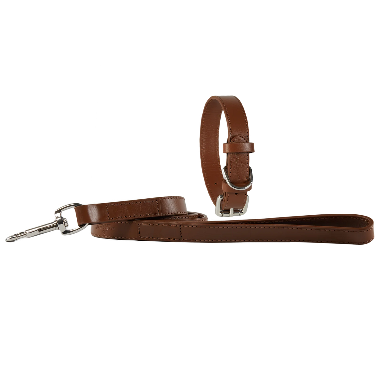 Eco Friendly Leather Dog Collar & Lead Set, Brown