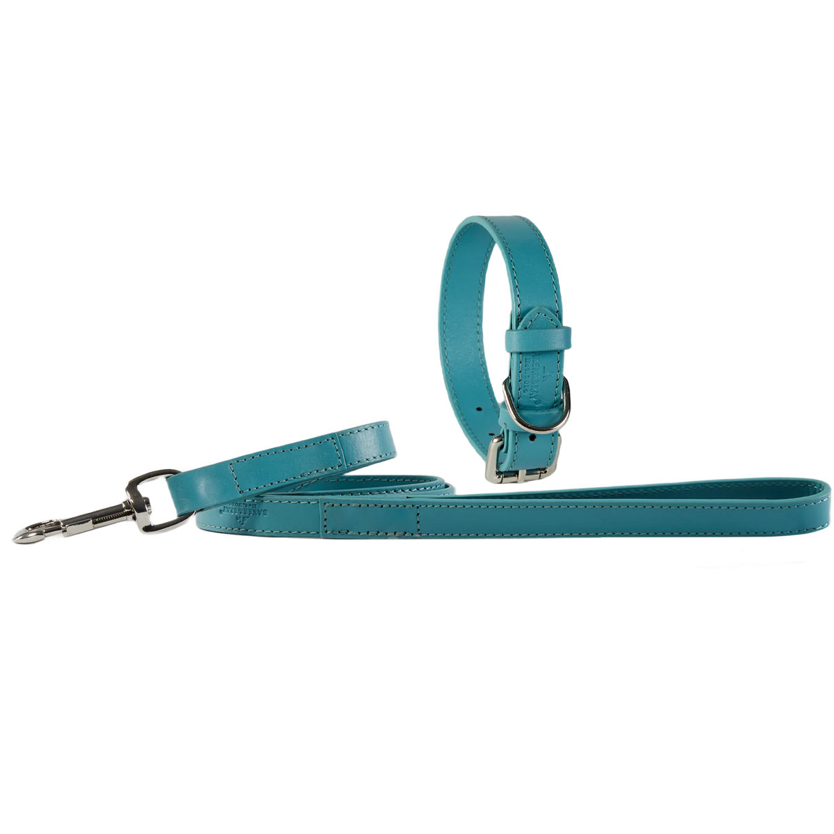 Eco Friendly Leather Dog Collar & Lead Set, Lagoon