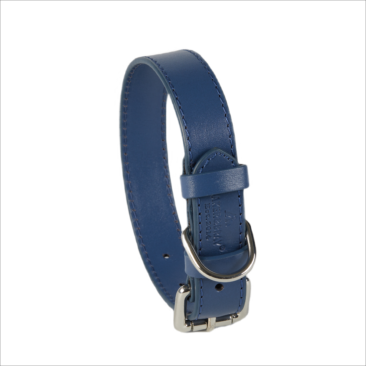 Eco Friendly Leather Dog Collar & Lead Set, Navy