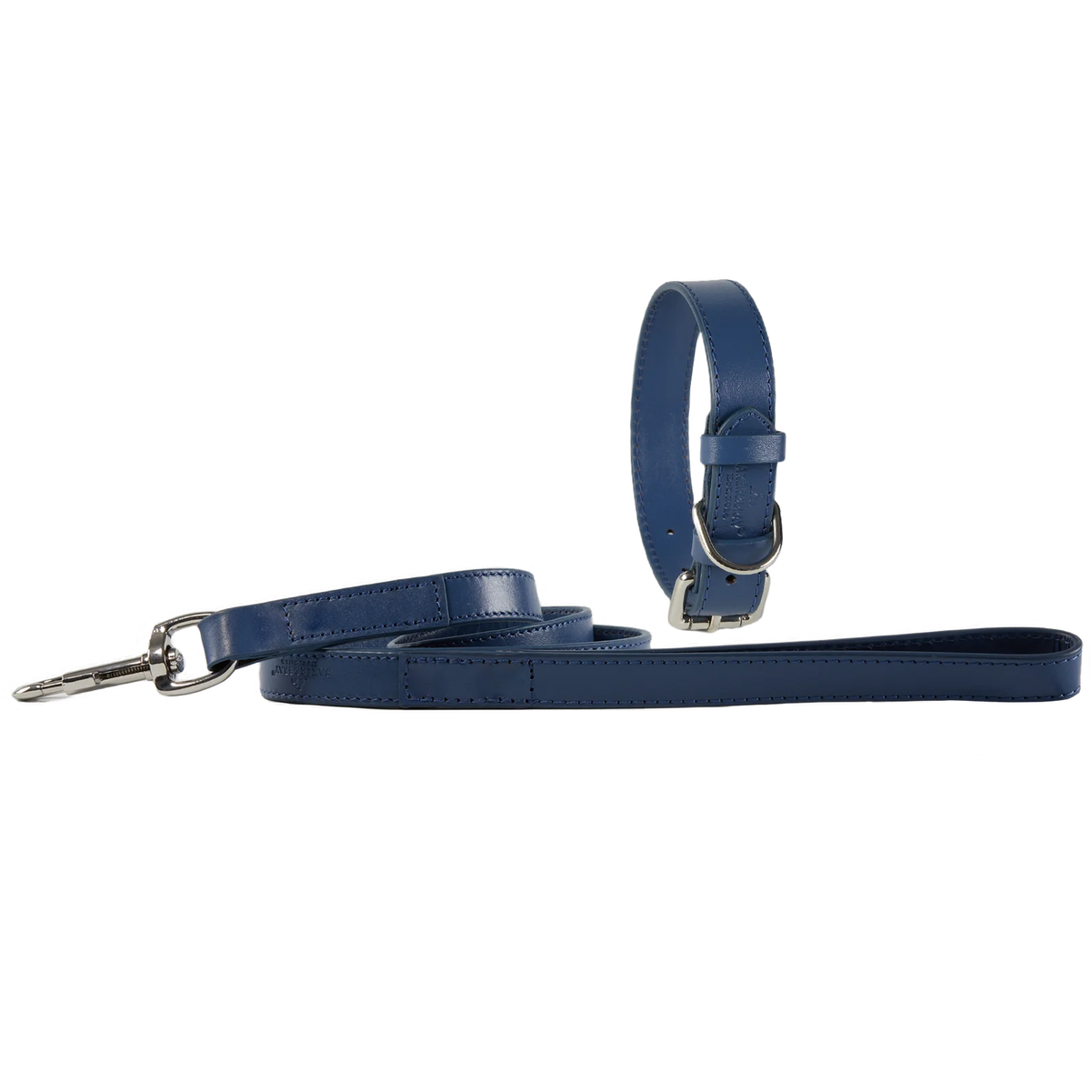Eco Friendly Leather Dog Collar & Lead Set, Navy
