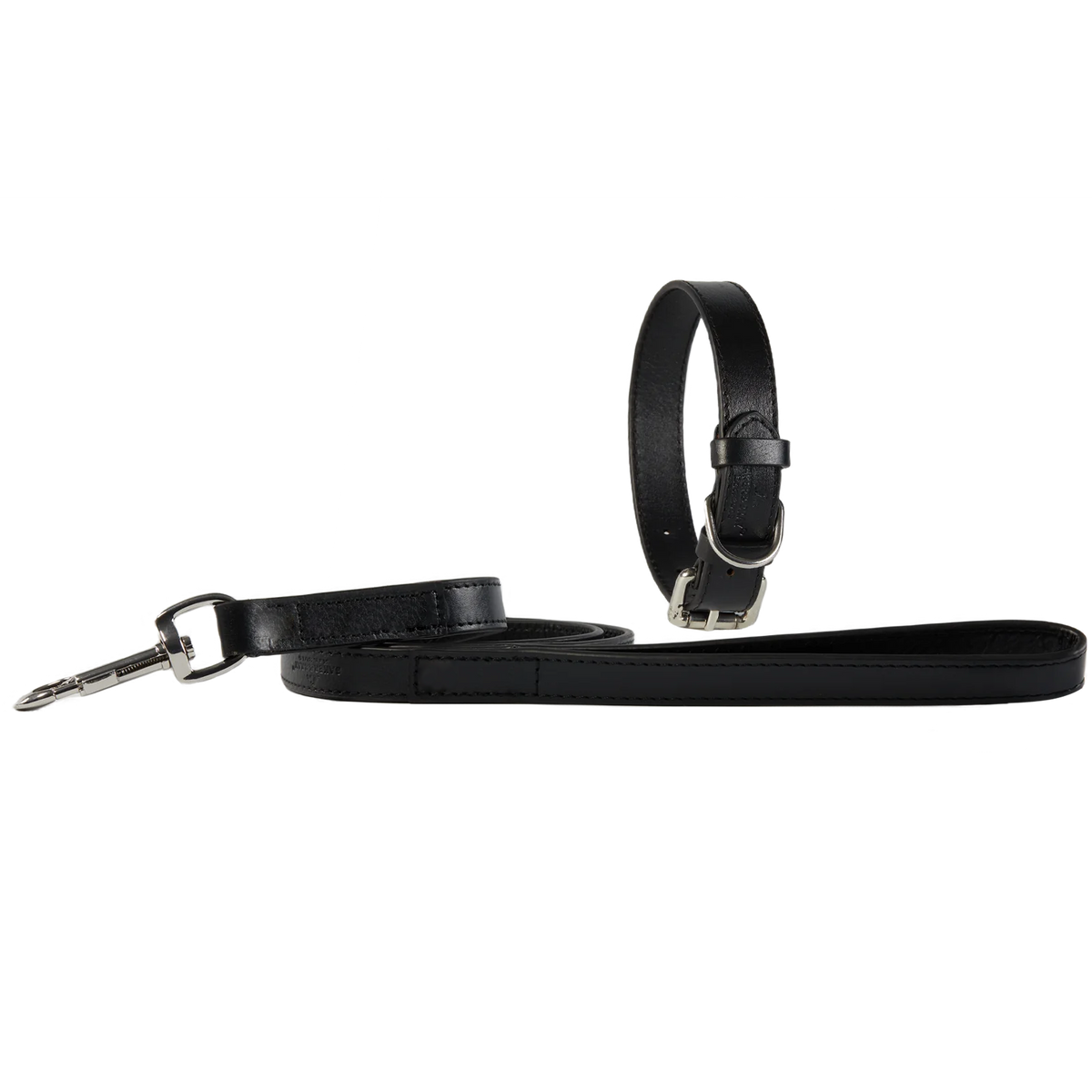 Eco Friendly Leather Dog Collar & Lead Set, Black