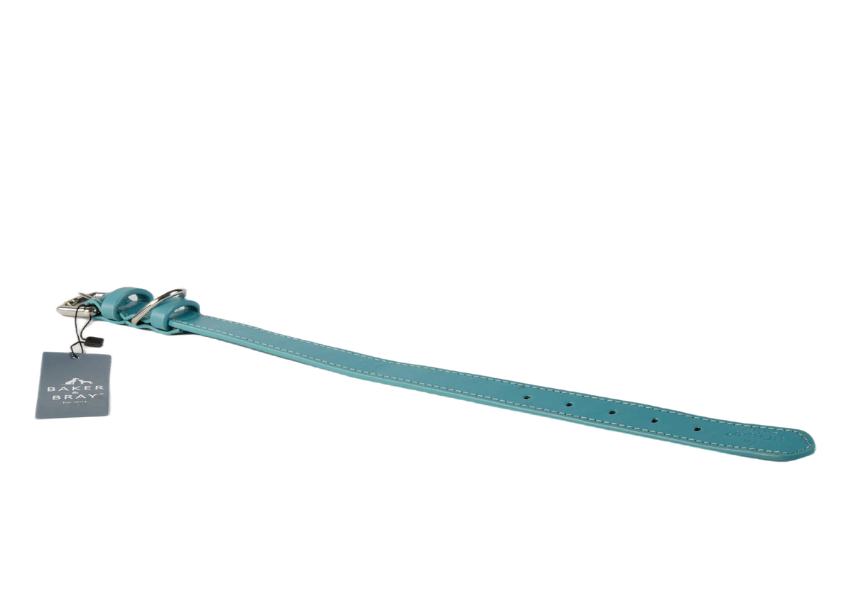 Eco Friendly Leather Dog Collar & Lead Set, Lagoon