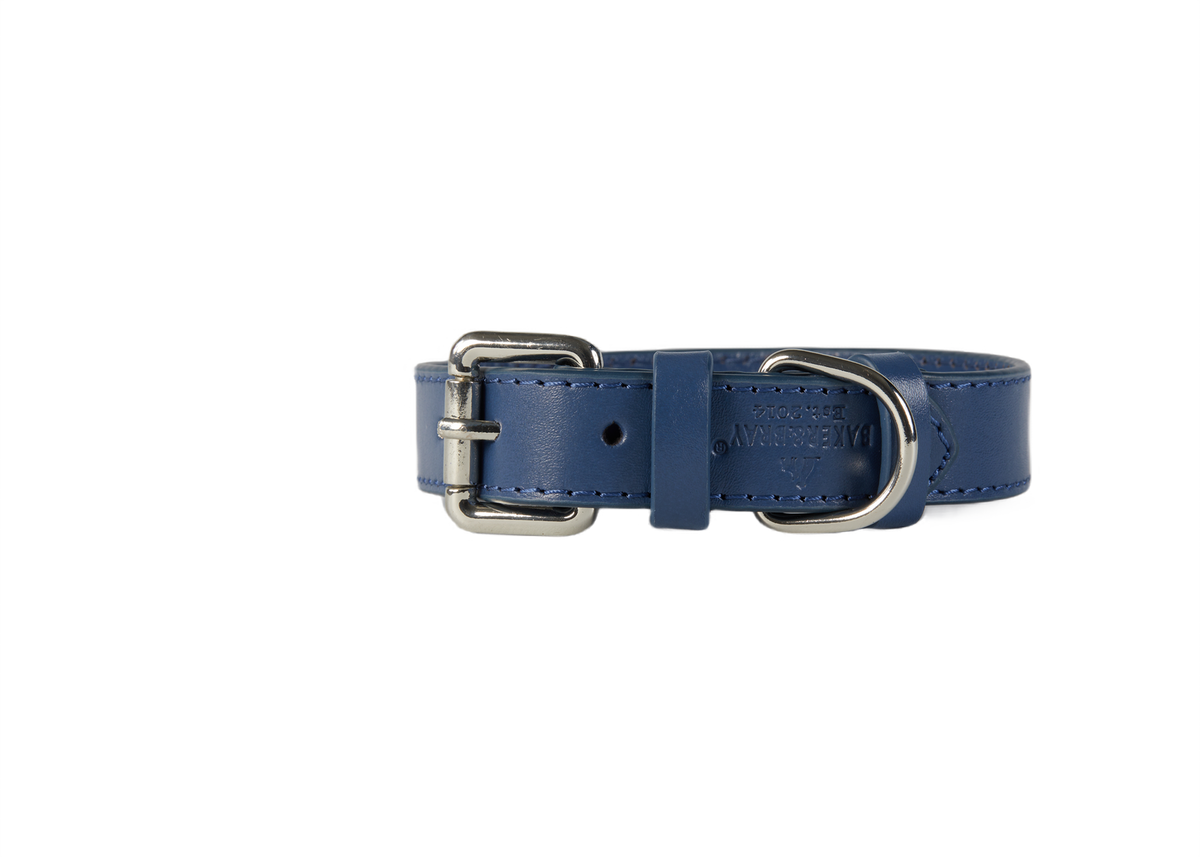 Eco Friendly Leather Dog Collar & Lead Set, Navy